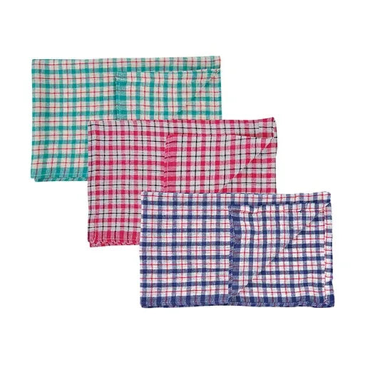 assorted coloured check tea towels
