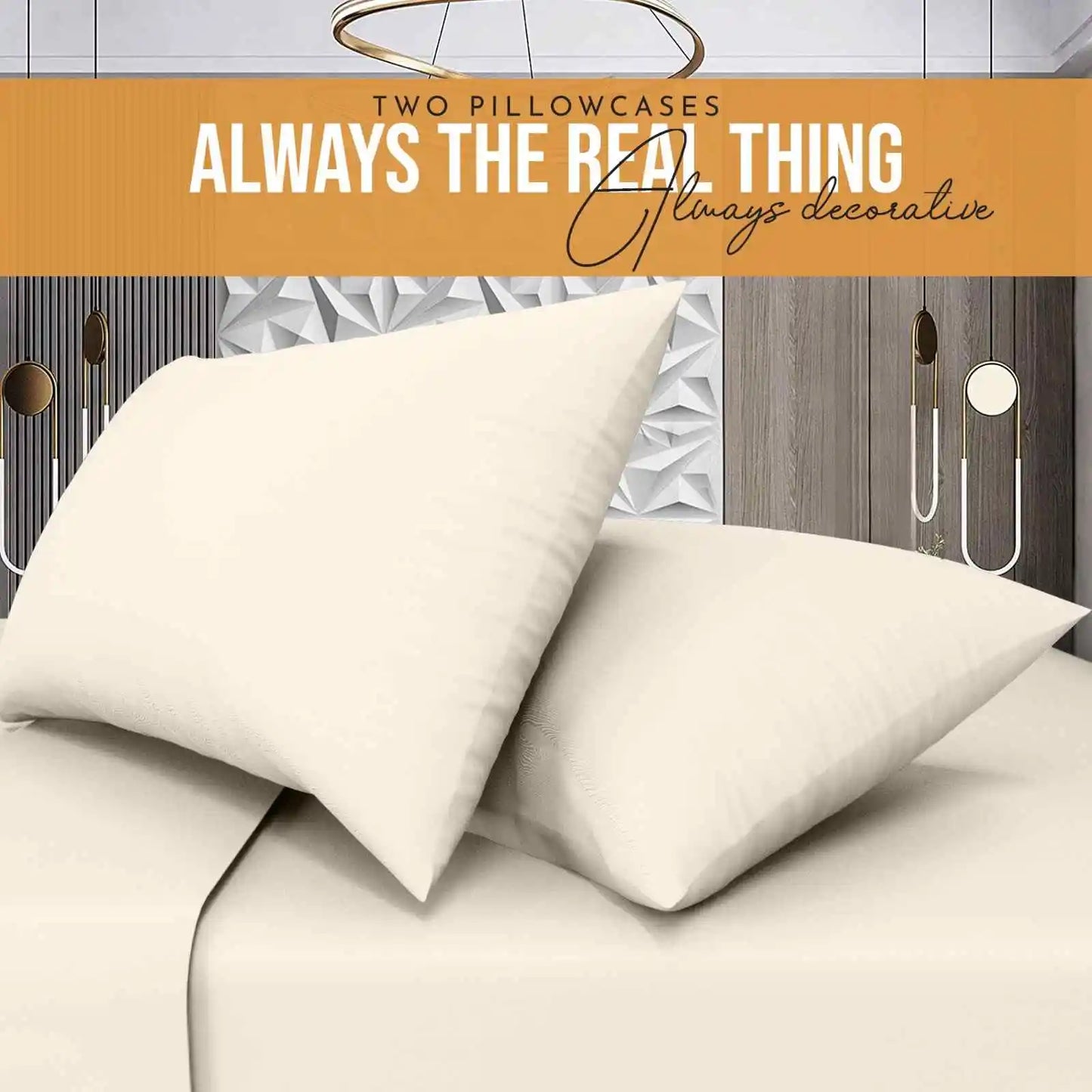 cream easy iron poly cotton pillowcases