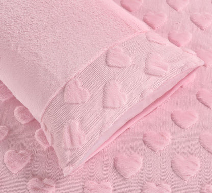 Hearts Teddy Fleece Duvet Cover Set | 2 Colours