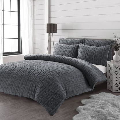 Leaves Teddy Fleece Duvet Cover Set | 3 Colours