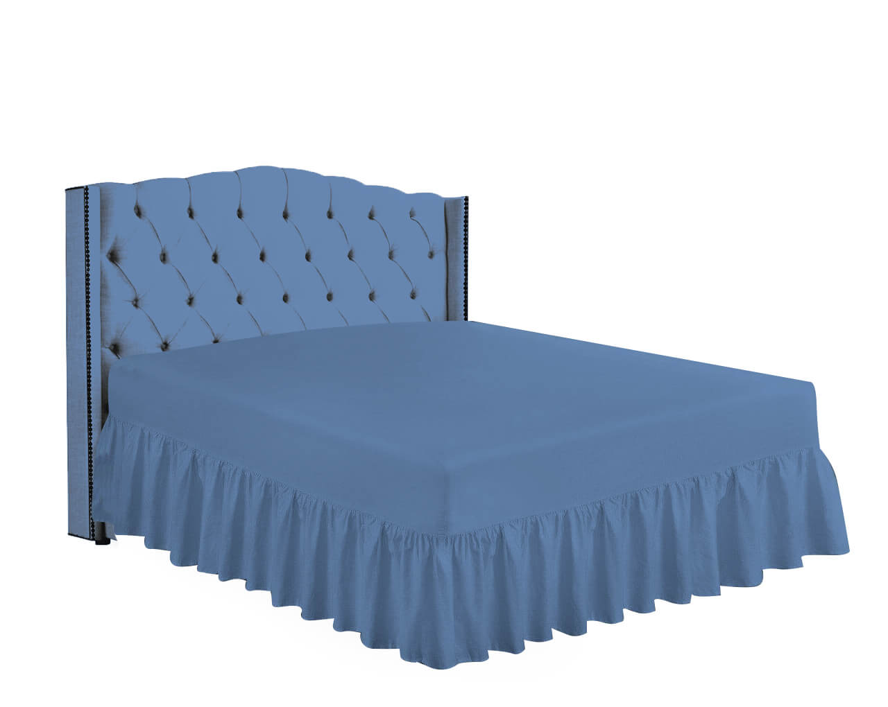 mid blue fitted valance sheet