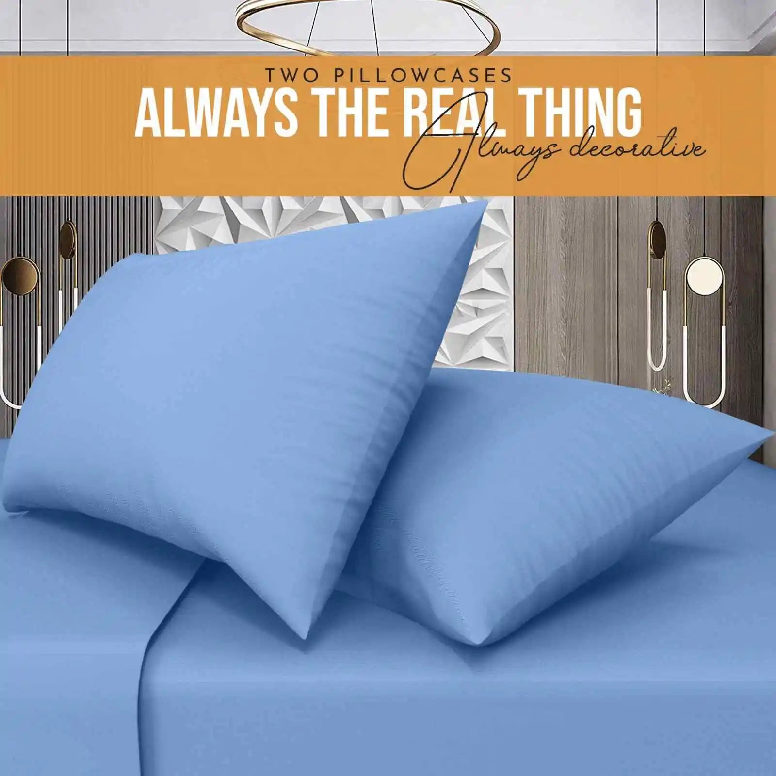 mid blue easy iron poly cotton pillowcases