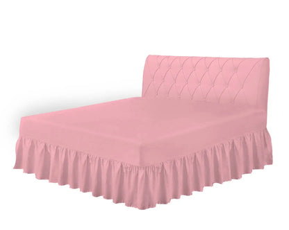 pink frilled valance sheet