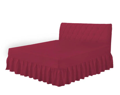 red frilled valance sheet