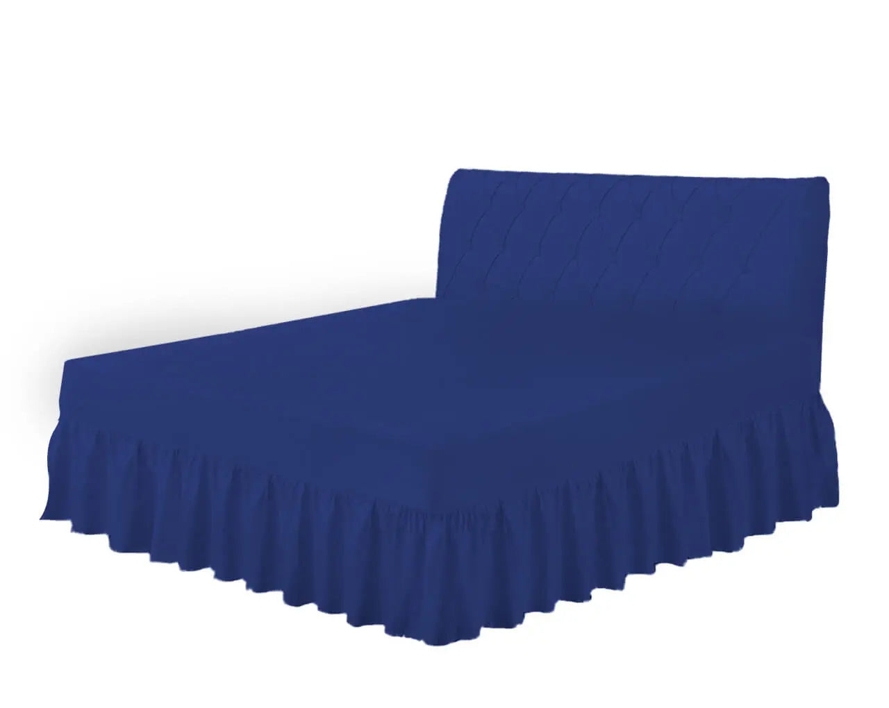 royal blue frilled valance sheet