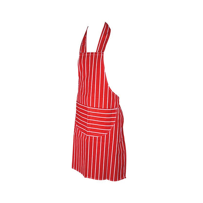 red cotton striped apron