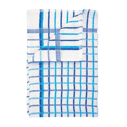 blue terry check tea towels