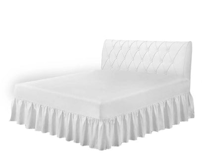 white frilled valance sheet