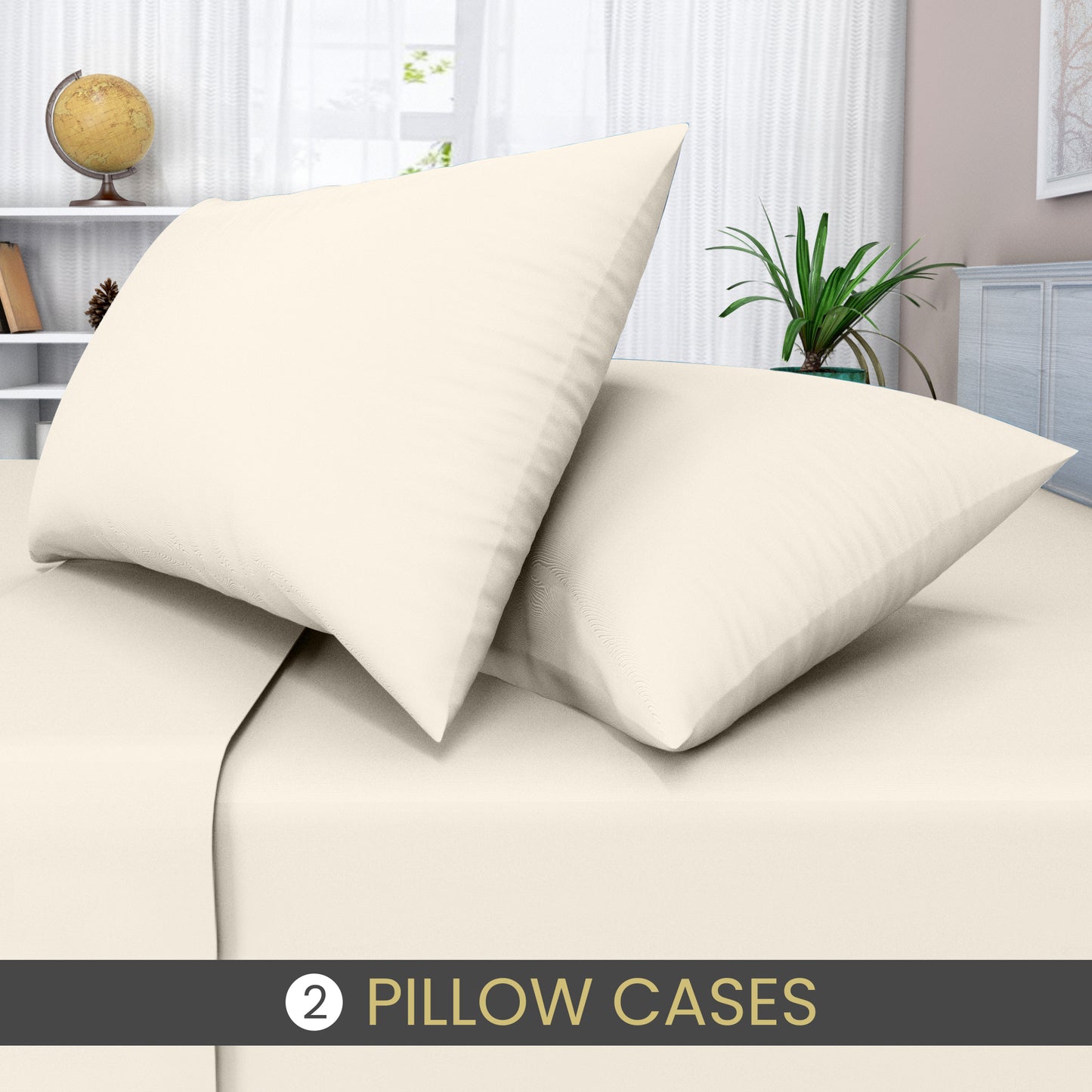 cream pillow cases 2 pack